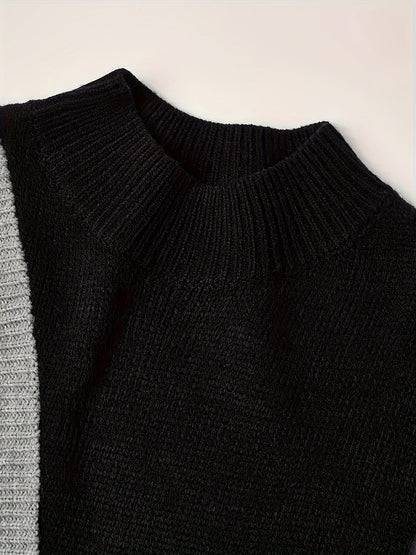 Damtröja i trendig färgblock-design, elegant stickad för vardag och fest