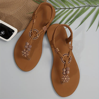 Dam Sandaler Bohemisk Platt T-rem Elegant Promenad Sommarstil