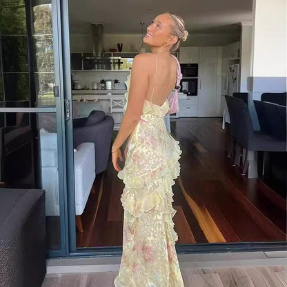 Damklänning – Lång, Elegant, Ärmös Strandklänning för Sociala Evenemang och Semester