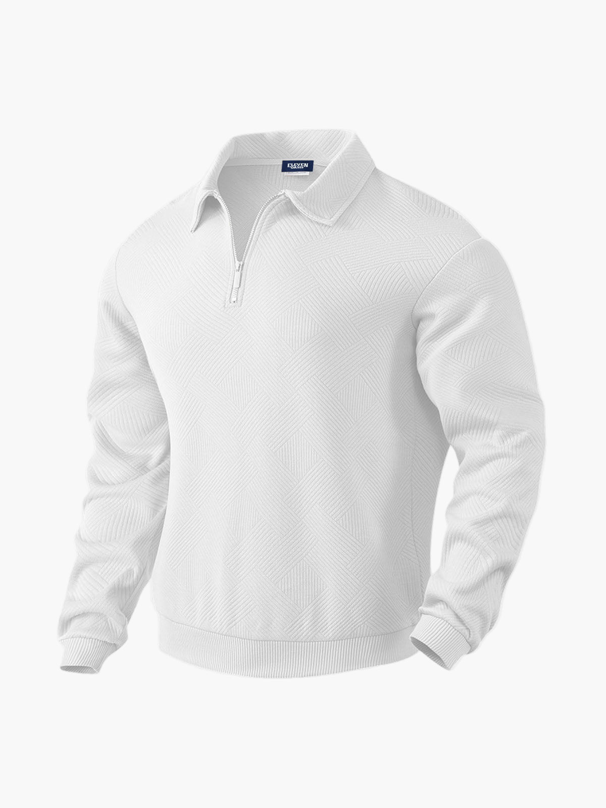 Herr – Pullover med halvdragkedja och diskret mönster – Smart casual tröja för vardag och kontor