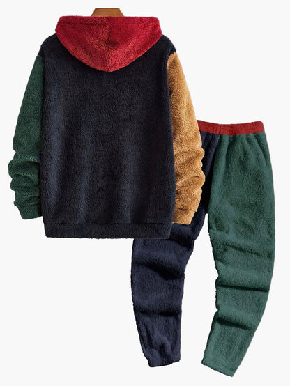 Herrarnas mysiga fleece set med huva – avslappnad vardagsstil för höst och vinter