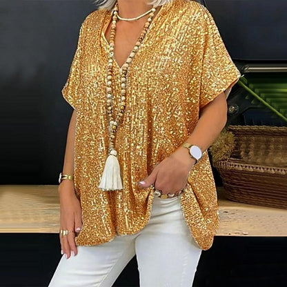Michelle – Löst Pullover T-shirt med Paljetter