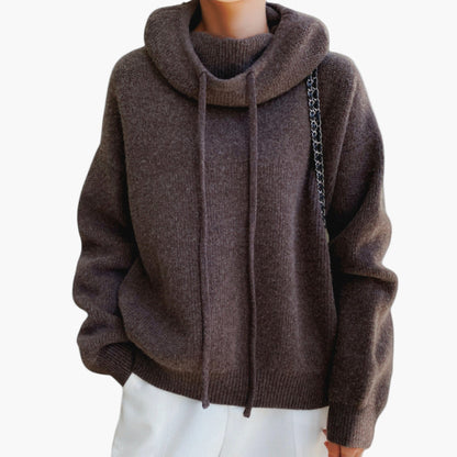 Damtröja med huva – avslappnad stickad hoodie för vardag och fritid