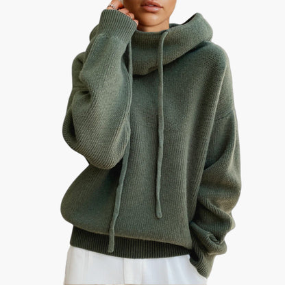Damtröja med huva – avslappnad stickad hoodie för vardag och fritid