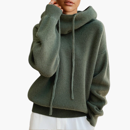 Damtröja med huva – avslappnad stickad hoodie för vardag och fritid