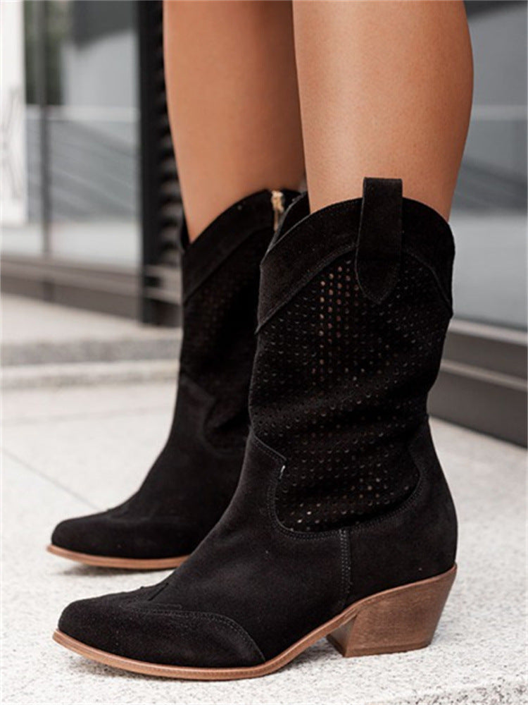 Susan – Mid-heel Boots i Bränd Suede