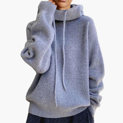 Damtröja med huva – avslappnad stickad hoodie för vardag och fritid