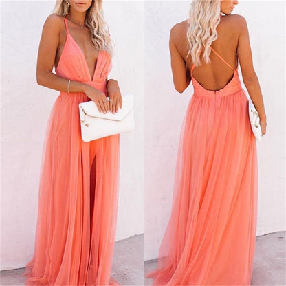 Imogen – Modernt Elegant Orange Hängande Tyllklänning