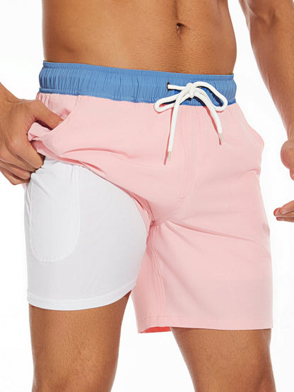 Herr Baddräktsbyxor Sportiga Strandshorts med Innerficka – Perfekta för Strand och Träning