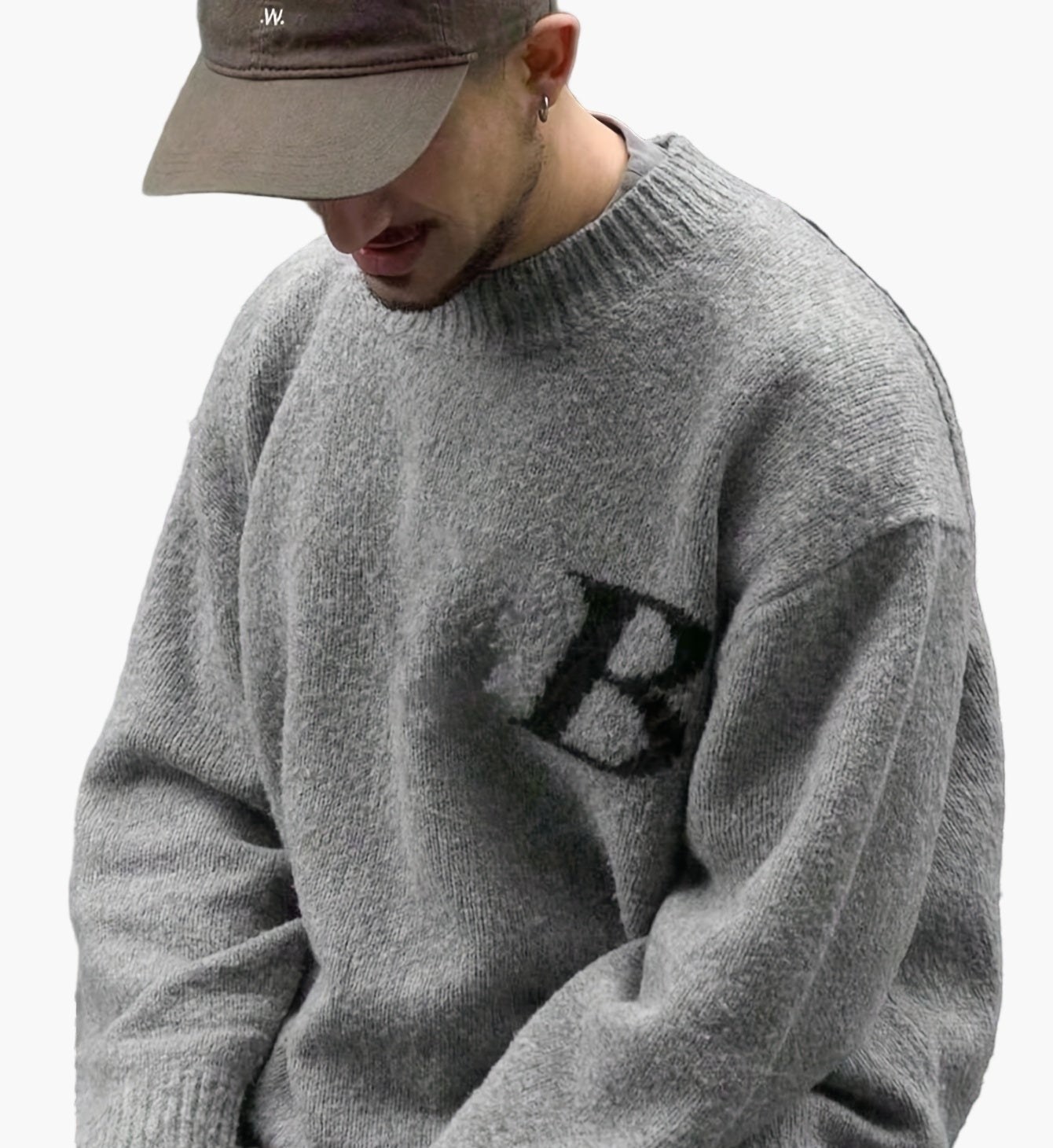 Herrstickad streettröja med bokstavsdetalj och avslappnad passform – Perfekt för höst och vinter