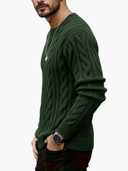 Herr Stickad Kabelmönstrad Tröja – Modern och Varm för Höst och Vinter, Casual Stil