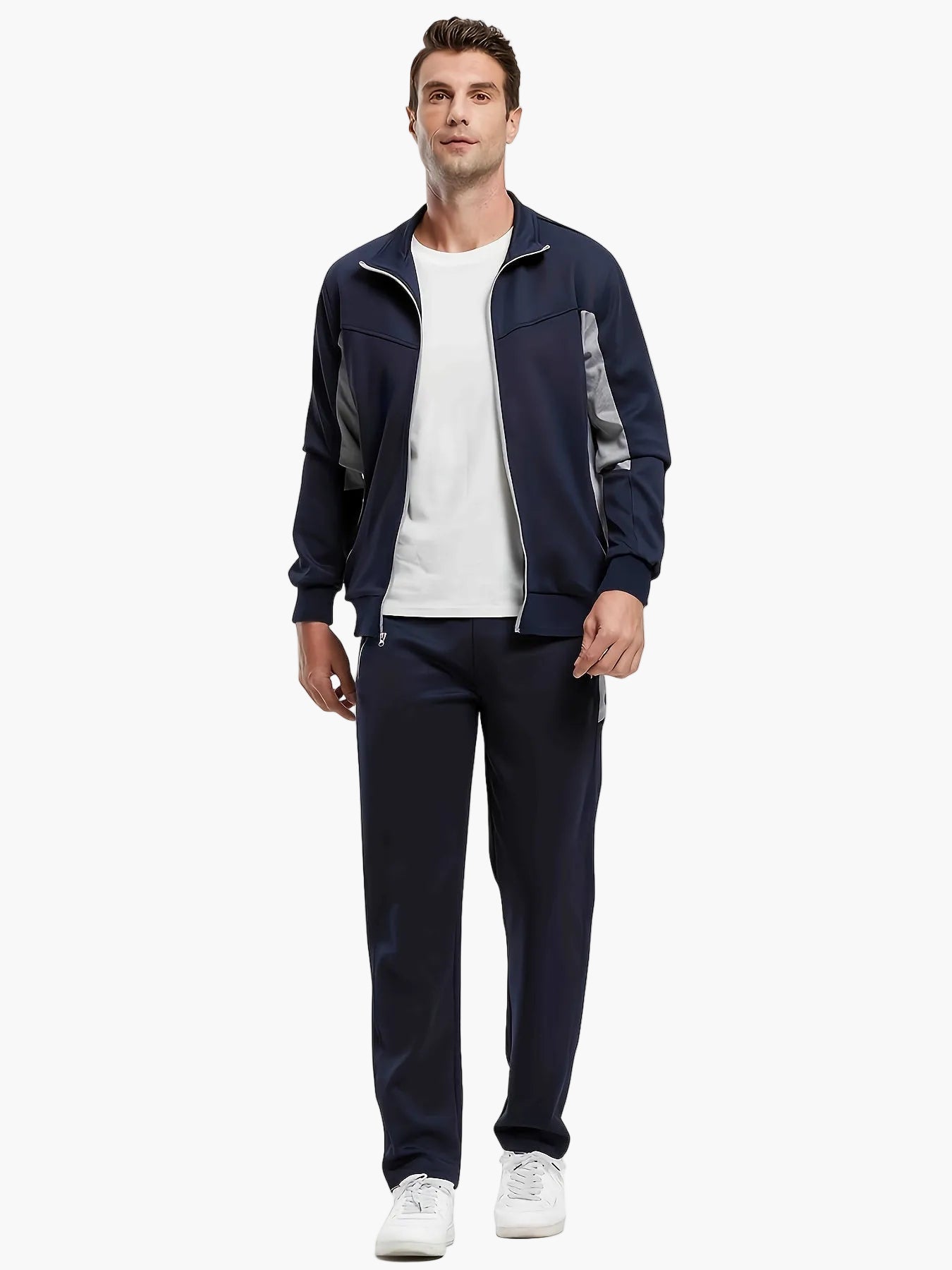 Herr Träningsset Sportig Mjukisdräkt med Dragkedja – Perfekt för Vardag, Gym & Fritid