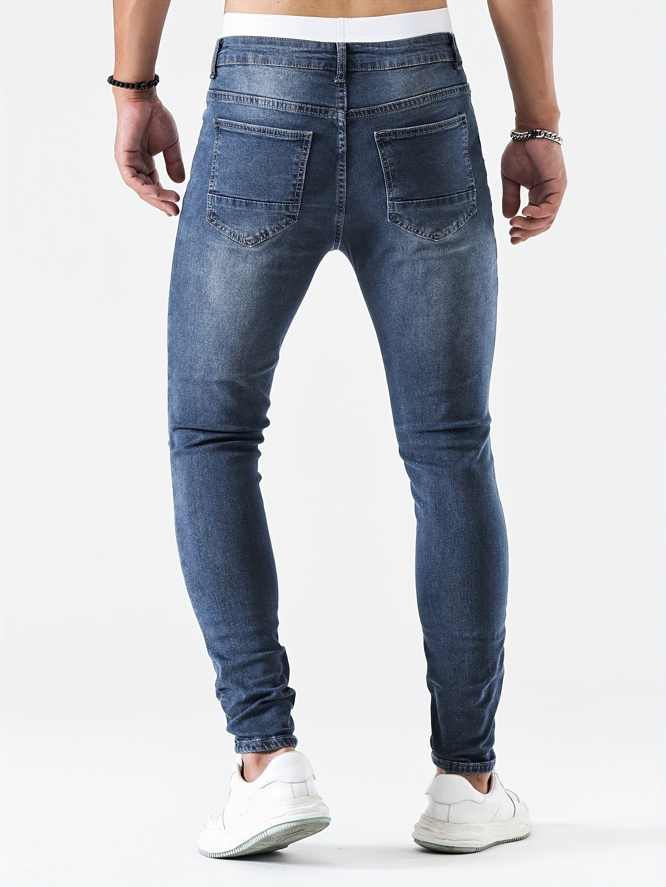 Neil – Slimmade Jeans med Rippad Design för Herrar