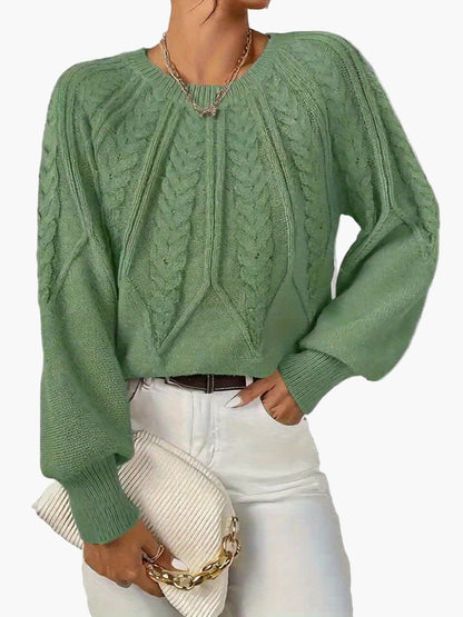 Damstickad Elegant Tröja med Kabelmönster för Vardag och Kontor