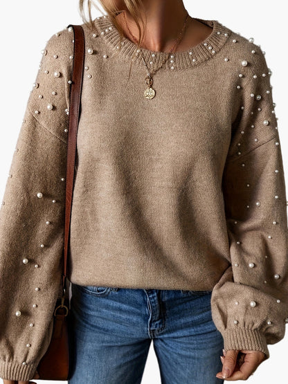 Damtröja med pärldetaljer – elegant vardagsstil och mysig passform
