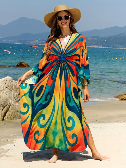 Dam Kaftan Strandklänning Boho Lång Maxiklänning Semester Omslag Strandmode