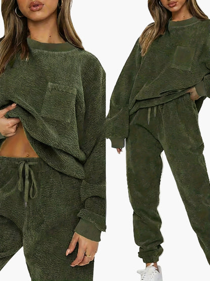 Damernas avslappnade set med sweatshirt och byxor – Loungewear för höst och vinter