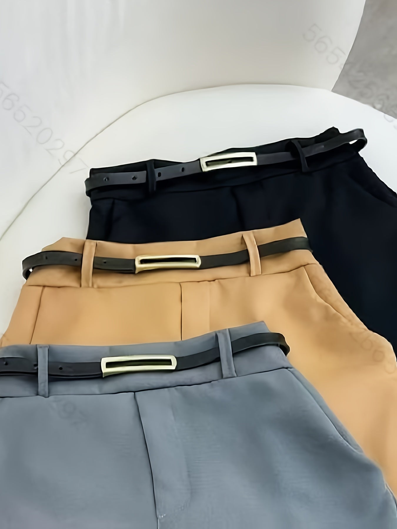 Dam Skort med Bälte och Hög Midja – Elegant och Praktisk för Vardagsbruk och Arbete
