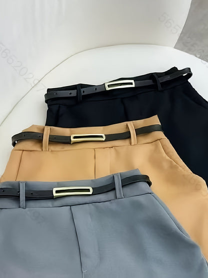 Dam Skort med Bälte och Hög Midja – Elegant och Praktisk för Vardagsbruk och Arbete