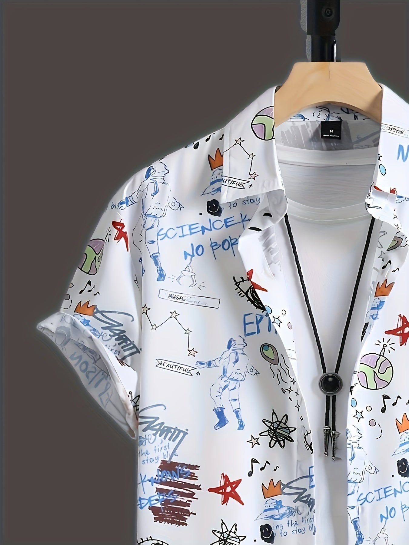 Herr Skjorta Kortärmad Streetwear Graffiti-Print Modern Casual Statement