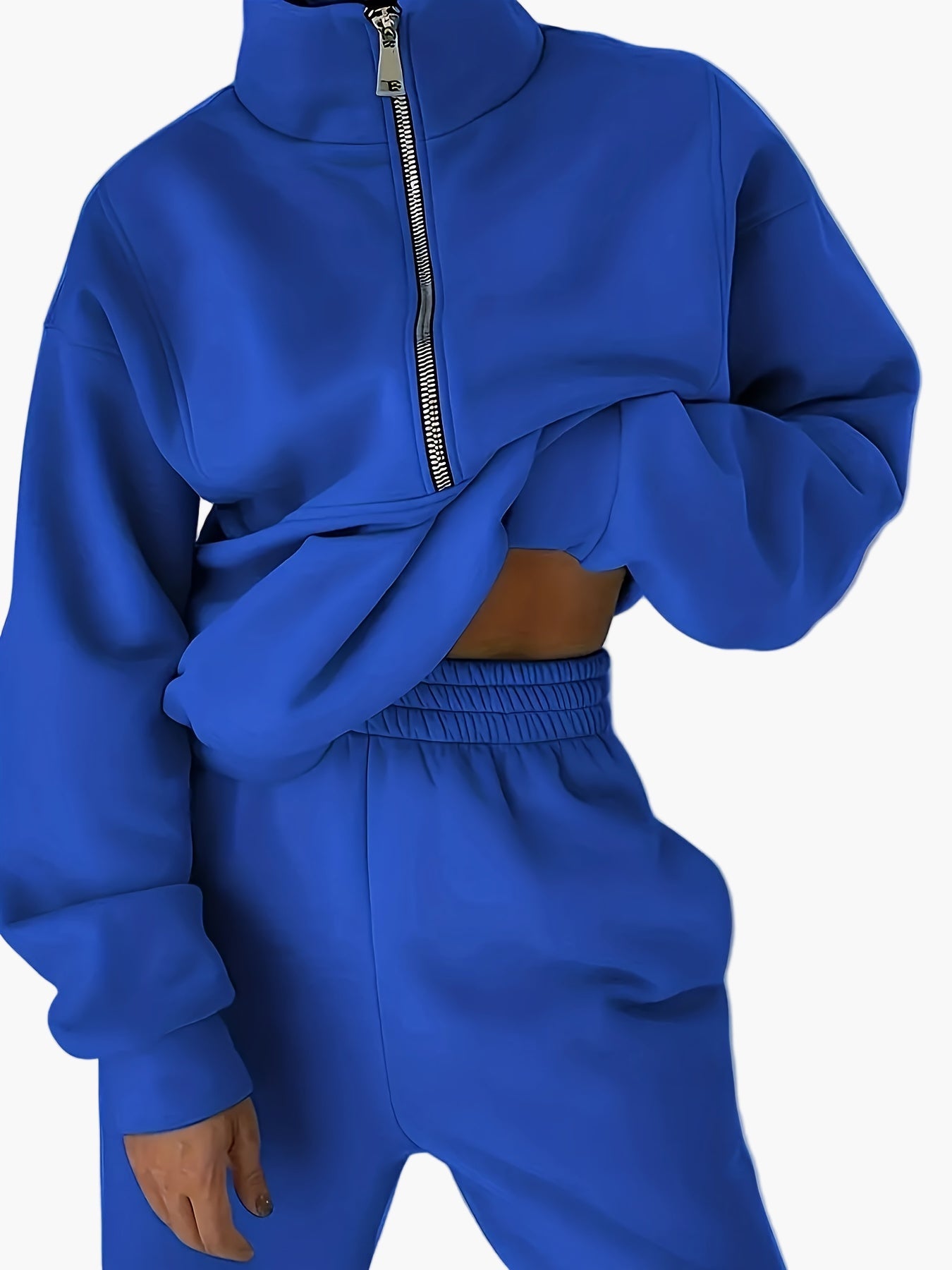 Dam Halvzip Sportig Sweatshirt med Modern Stand-up Krage – Perfekt för Träning och Vardag