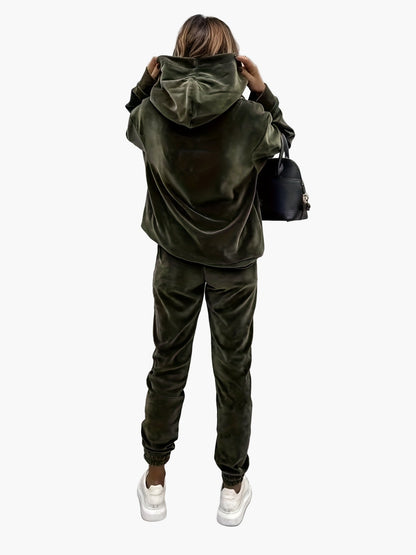 Damset Sportig Hoodie och Joggingbyxor – Vardagsoutfit med Trendig Design