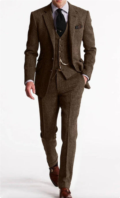 Herr Klassisk Tredelad Kostym Affär Slim Fit – Elegant Stil för Kontor och Fest