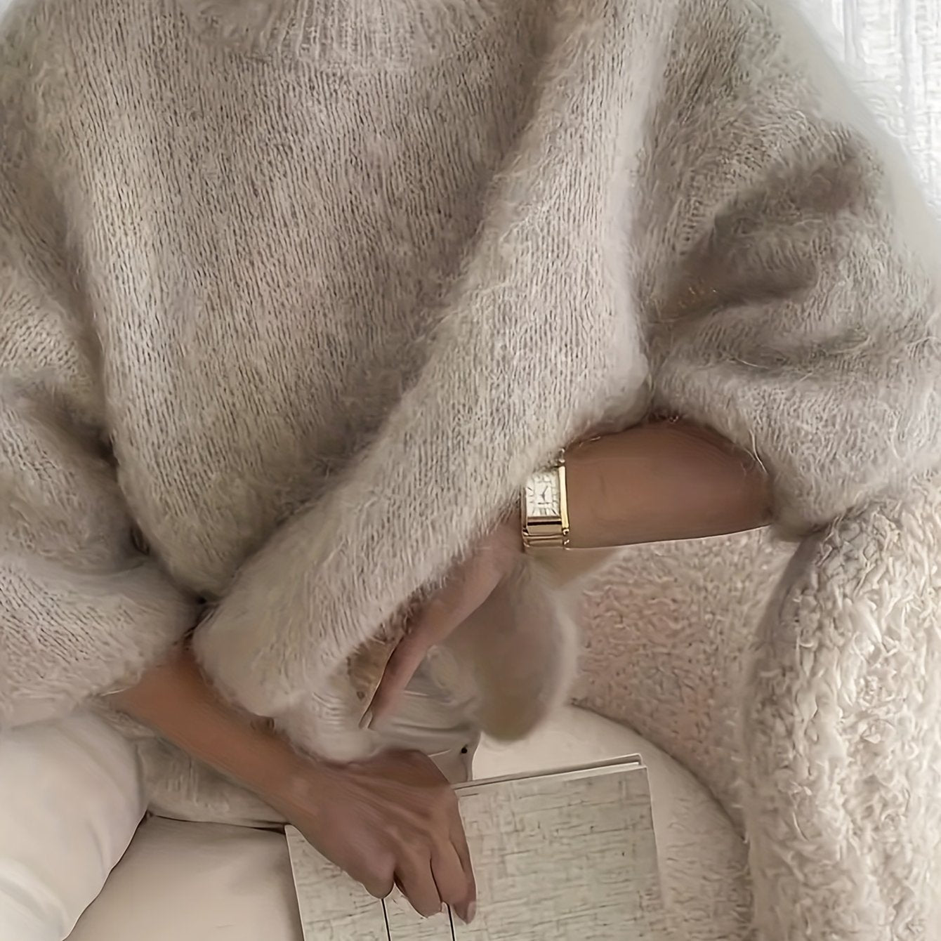 Damtröja Elegant Långärmad Oversize Stickad Höst/Vinter – Avslappnad Stil