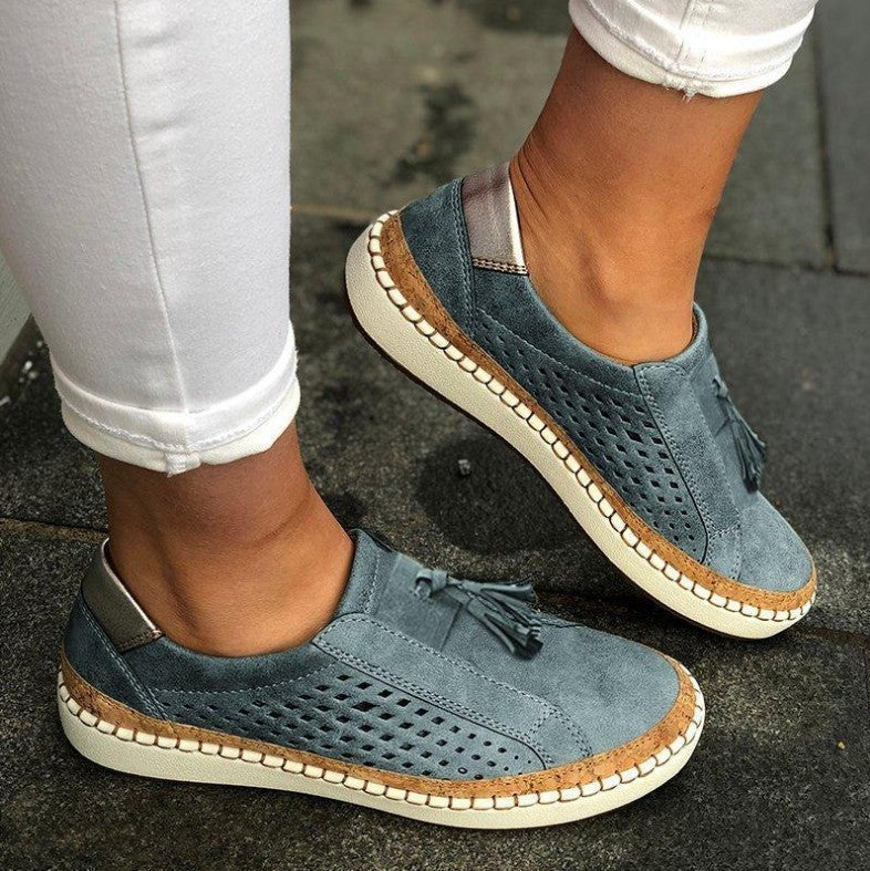 Dam Sneakers Casual Tofsar Låg Klack Bekväma Vardagsskor