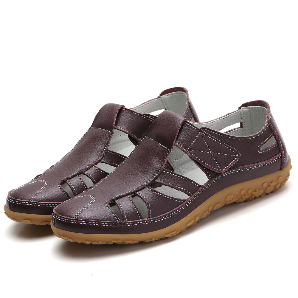 Kate – Sommarhandmade Retro Mjuk Sula Veganläder Velcro Avslappnade Skor