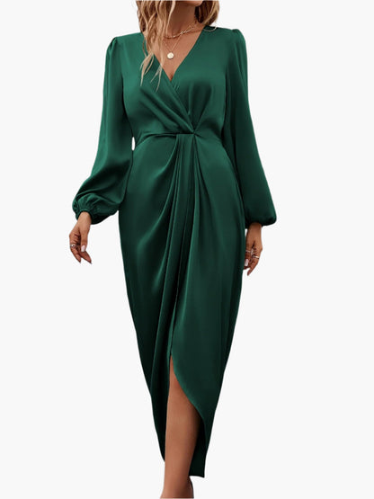Dam Elegant Omlottklänning med Långa Ärmar för Fest och Formella Tillfällen