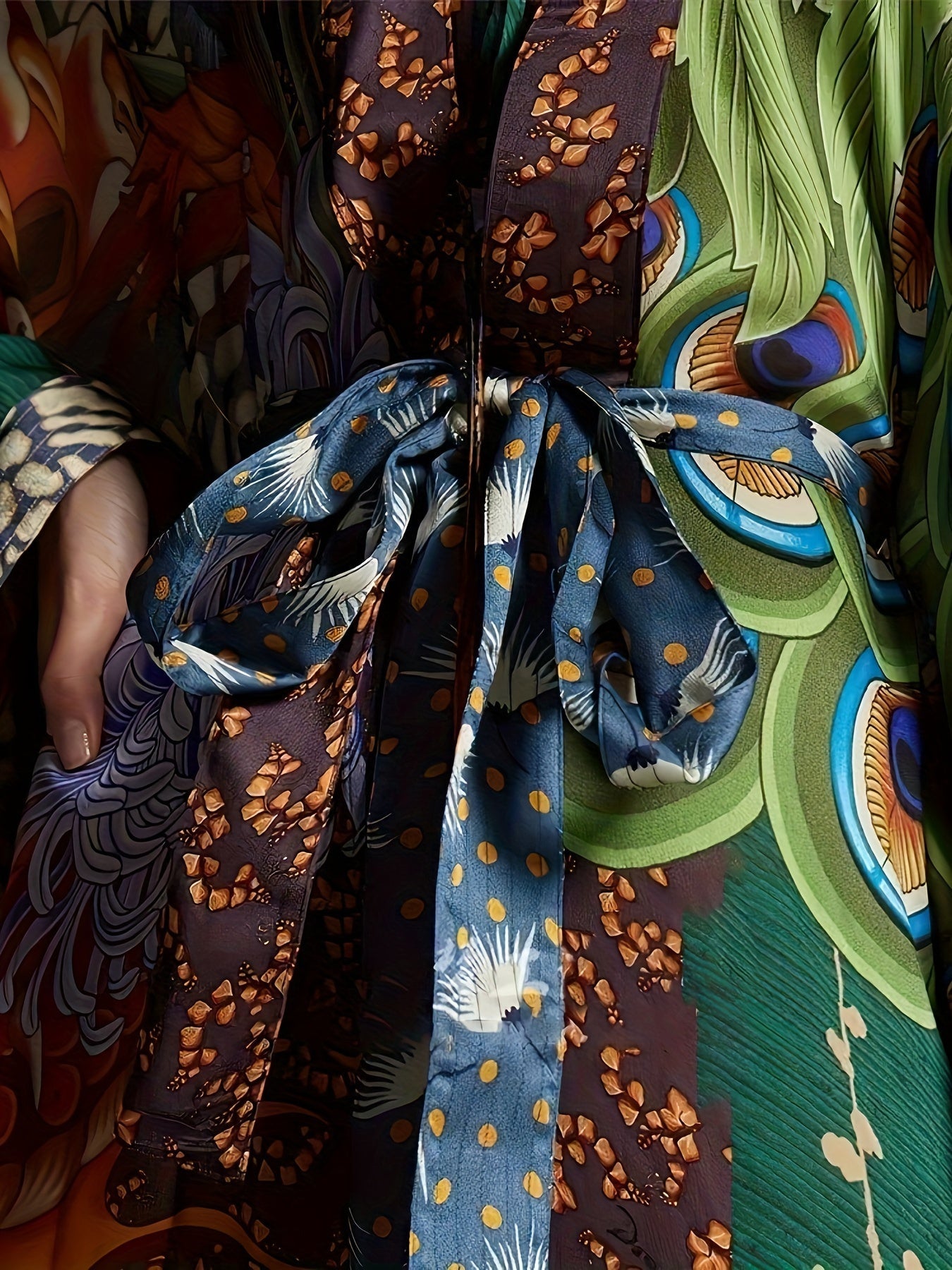 Damernas lyxiga kaftan kimono maxi – dramatisk orientaliskt mönster, perfekt för semester och kvällsbruk