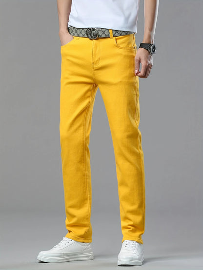 Herrbyxor Slim Raka Stretch Byxa Modern Fritidsstil