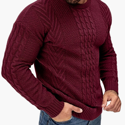 Herrstickad Tröja – Elegant Kabelstickad Pullover för Höst och Vinter – Avslappnad Stil