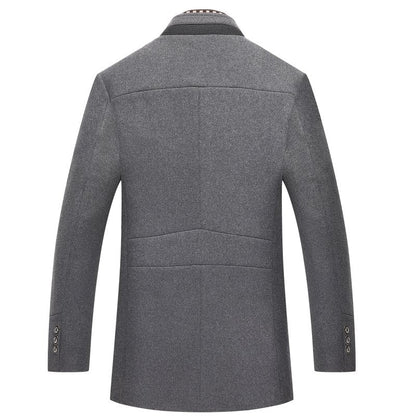 Herr Elegant Slim Peacoat för Fest och Vardag – Modern Midjelång Rock med Avtagbar Krage
