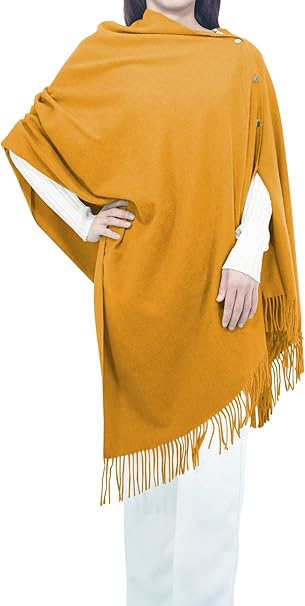 Dam Ponchokappa med Knappar – Elegant Stickad Vår & Höst Stil