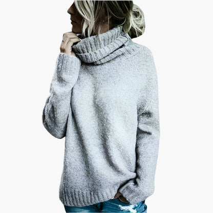 Dam Stickad Oversized Polotröja – Avslappnad och Stilren Höst/Vintertröja