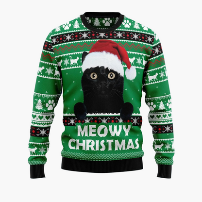 Herr Jultröja med Skräcktema – Rolig Ugly Christmas Sweater med Dödskalle och Tomteluva