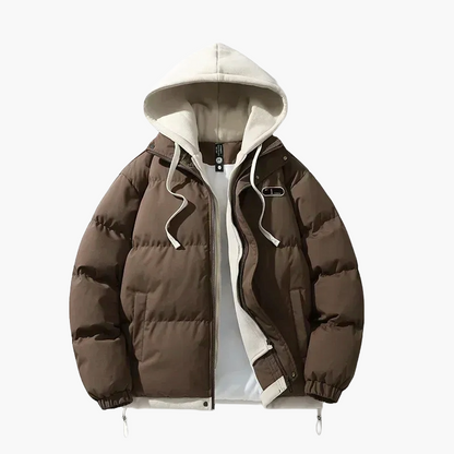 Herr Jacka Vinter Puffer Med Huva Avslappnad Urban Stil
