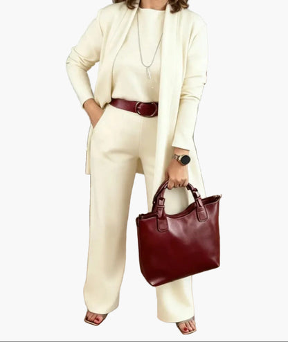 Damers elegant 3-delad set – Stilren och bekväm outfit för vardag och arbete