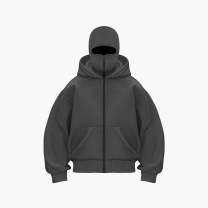 Herrar Urban Tech Hoodie med Integrerad Balaklava – Funktionell Streetwear för Aktiva
