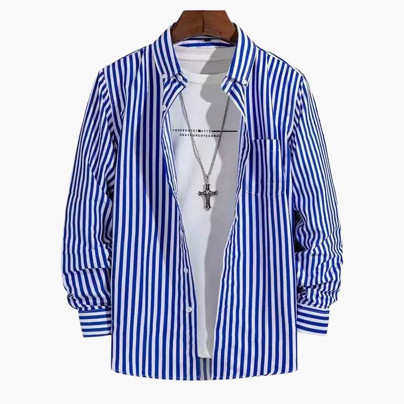 Herrskjorta – Klassisk Randig Stil för Arbete och Fritid