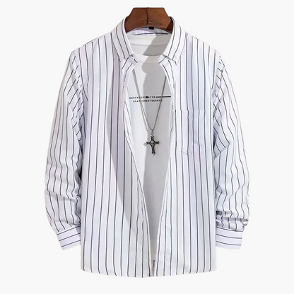 Herrskjorta – Klassisk Randig Stil för Arbete och Fritid