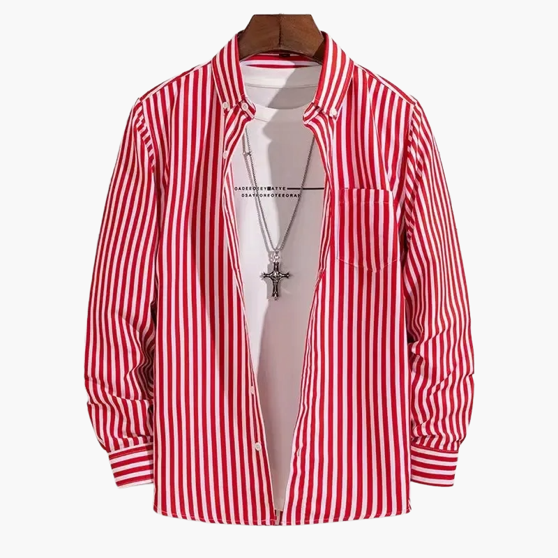 Herrskjorta – Klassisk Randig Stil för Arbete och Fritid