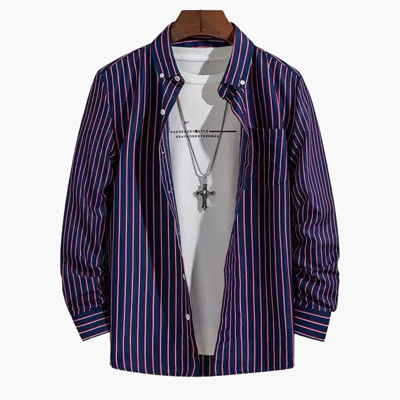 Herrskjorta – Klassisk Randig Stil för Arbete och Fritid