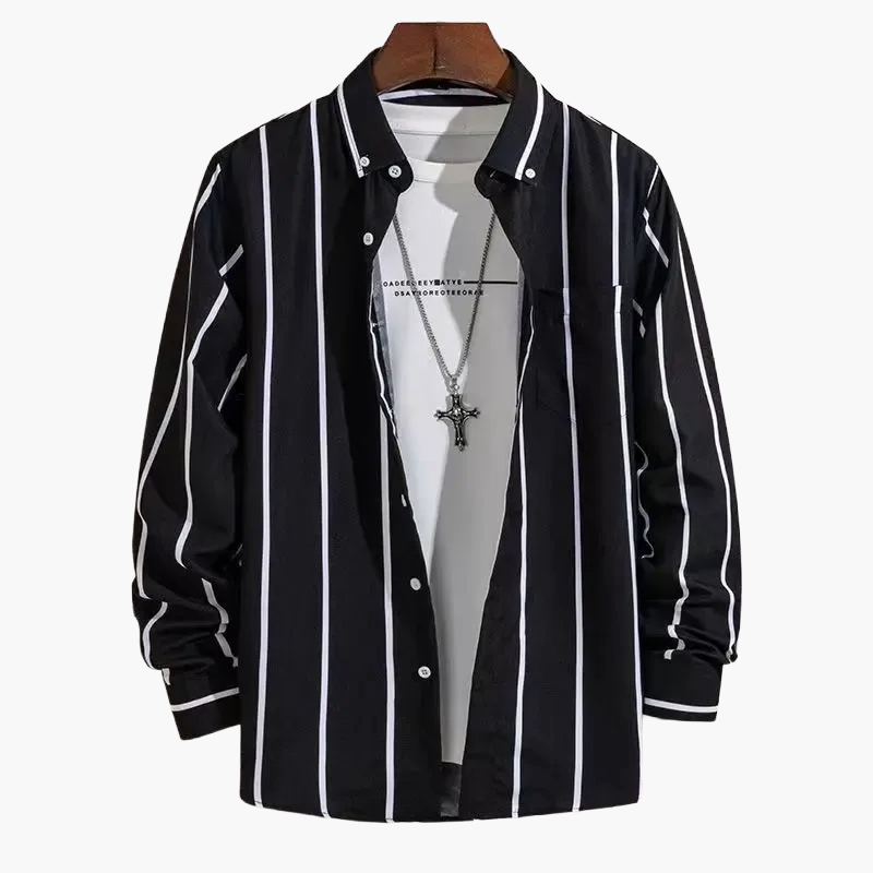 Herrskjorta – Klassisk Randig Stil för Arbete och Fritid