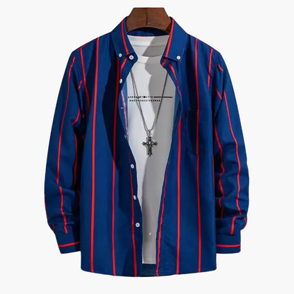 Herrskjorta – Klassisk Randig Stil för Arbete och Fritid