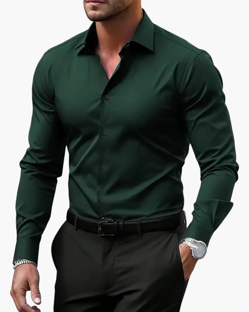 Herr Skjorta Slim Fit Långärmad Elegant Kontorsstil