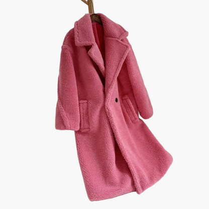 Dam Teddy Pälsrock Lång Oversize Vinterjacka Trendig