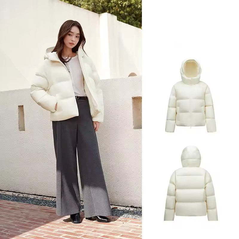 Dam Kort Vinterjacka med Huva – Trendig och Varm för Vardagsbruk